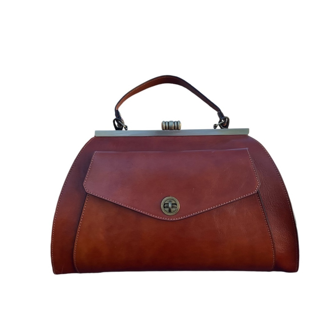 NWOT‎ A. Bellucci Genuine Leather, Doctor Handheld shoulder bag. Women's Cognac